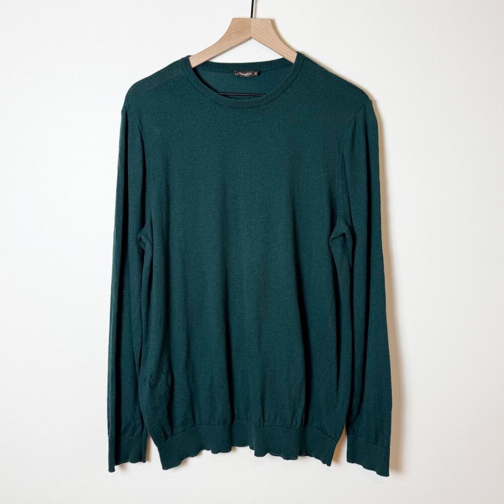 Men's J. McLaughlin Green Cotton Blend Cashmere Crewneck Sweater Size XL